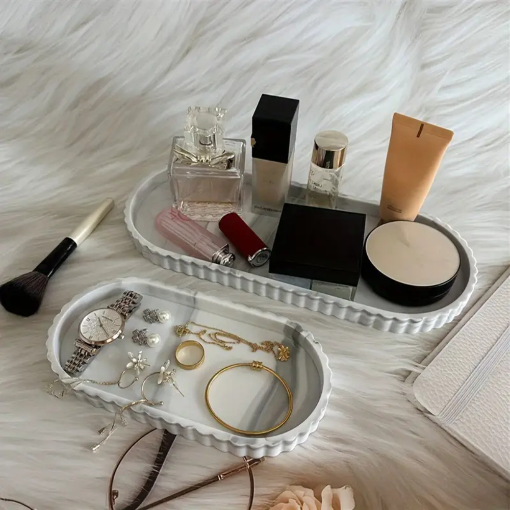 Perfume Fragrance Dispenser - 1-Piece Oval Vanity Tray, Countertop Soap